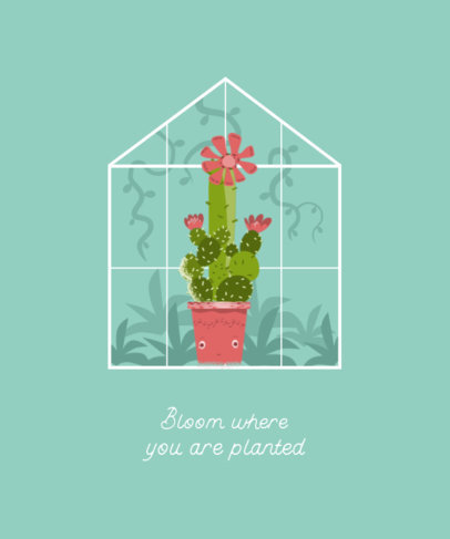 T-Shirt Design Template Featuring Illustrations of Plants