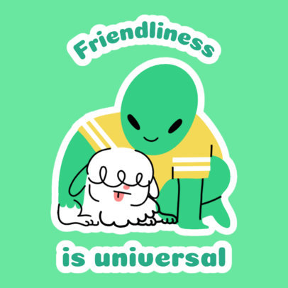 Sticker Design Generator Featuring an Alien and Its Dog