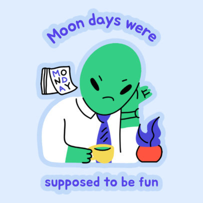 Sticker Design Creator Featuring an Alien at Its Office