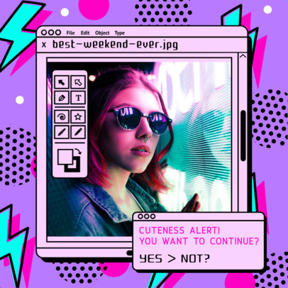 Instagram Post Creator with a 90's Computer Tab Frame