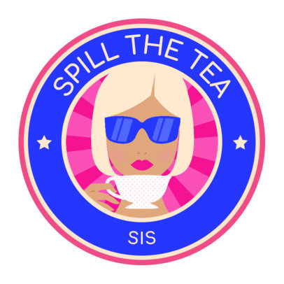 Sticker Design Maker Featuring a Woman Drinking a Tea Graphic