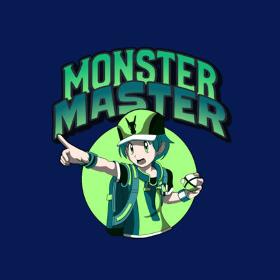 Logo Maker for a Gaming Squad with a Character Inspired by Pokémon Trainers