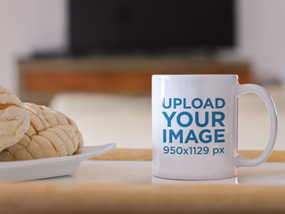 Coffee Mug Mockup with Sweet Bread