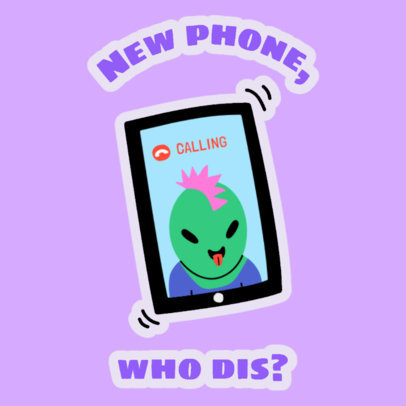 Sticker Design Creator Featuring a Funny Alien on a Phone Call 
