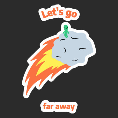Sticker Design Maker Featuring an Alien Riding an Asteroid 2339i