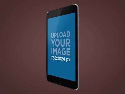 Black iPad Mini in Angled Portrait Position Mockup