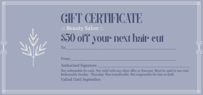 Elegant Gift Certificate for a Beauty Shop 