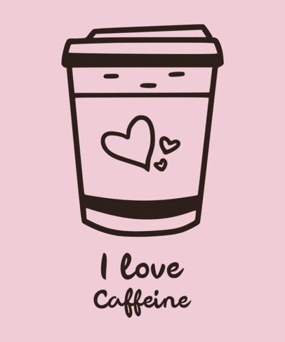 Relaxed T-Shirt Design Template with Coffee-Themed Illustrations