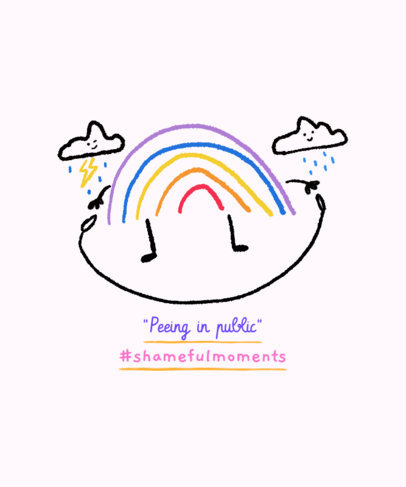 Quote T-Shirt Design Template Featuring a Rainbow Doodle