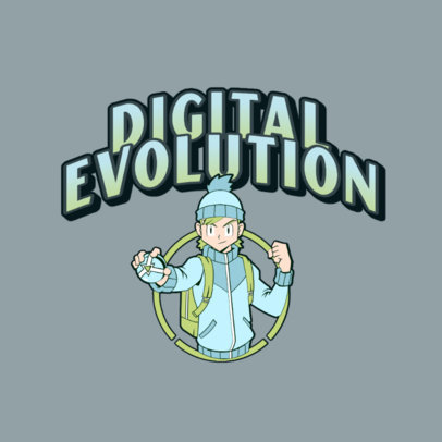 Logo Template Featuring a Pokémon-Inspired Male Character