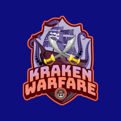 Mobile Gaming Logo Template with a Pirate Ship Illustration