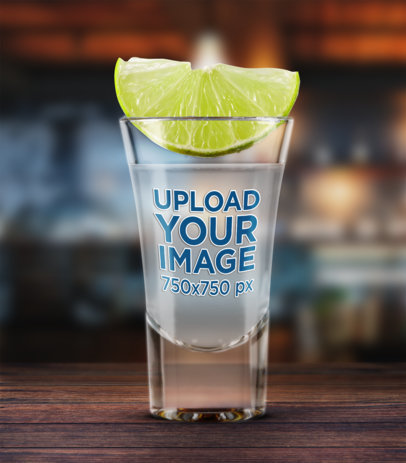 Mockup of a Shot Glass with a Lime on Top 