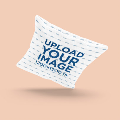 Mockup of a Pillow Floating Over a Customizable Background