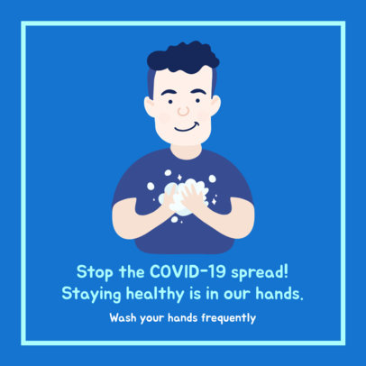 COVID-19 Awareness Facebook Post Maker Featuring a Man Washing His Hands