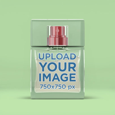 Mockup of a Rectangular Transparent Perfume Bottle