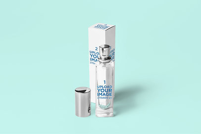 Mockup of a Slim Perfume Bottle and Its Packaging 