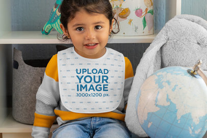 Mockup of a Little Girl Using a Baby Bib