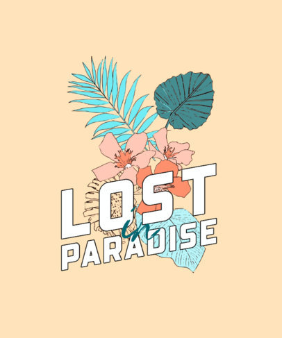 T-Shirt Design Template with a Tropical Theme