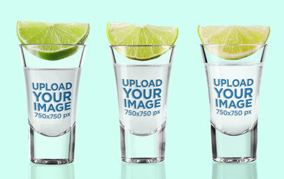 Mockup of Three Shot Glasses with Limes on Them