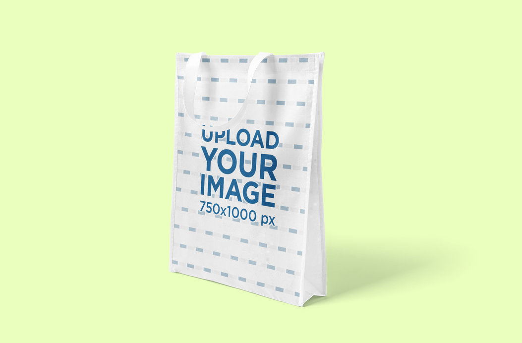 Mockup Featuring a Grocery Bag Placed Against a Solid Color Backdrop