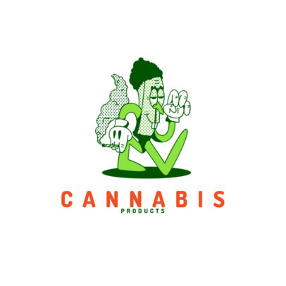 Cannabis Store Logo Template with Cartoon Characters