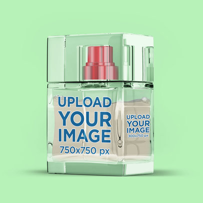 Perfume Bottle Mockup Featuring a Plain Color Backdrop 