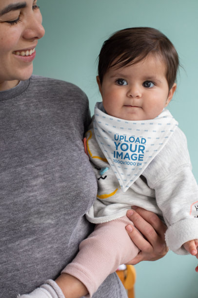 Bib Mockup Featuring a Baby with Her Mom 