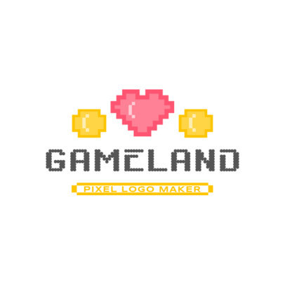 Gaming Logo Template Featuring a Pixel Art Heart 
