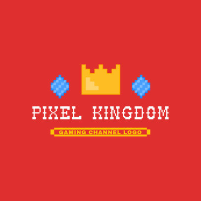 Gaming Channel Logo Template Featuring an 8-Bit Crown 