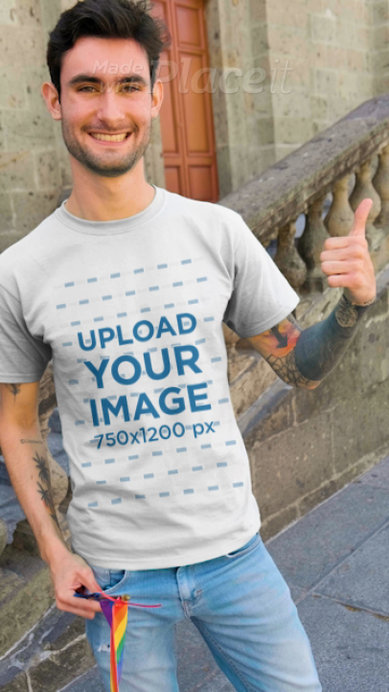 T-Shirt Video Featuring a Tattooed Man with an LGBT Flag