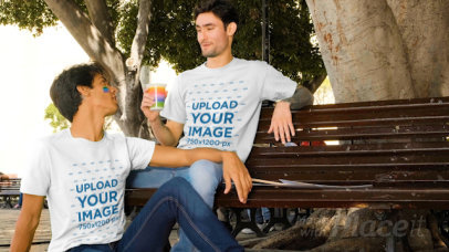 T-Shirt Video Featuring Two Friends Chatting and Hanging Out 