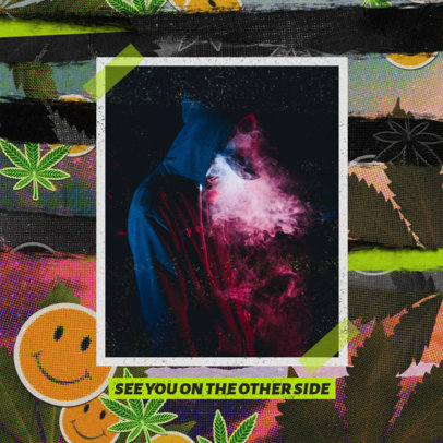 Instagram Post Template for Marijuana Consumers Featuring Weed Illustrations 