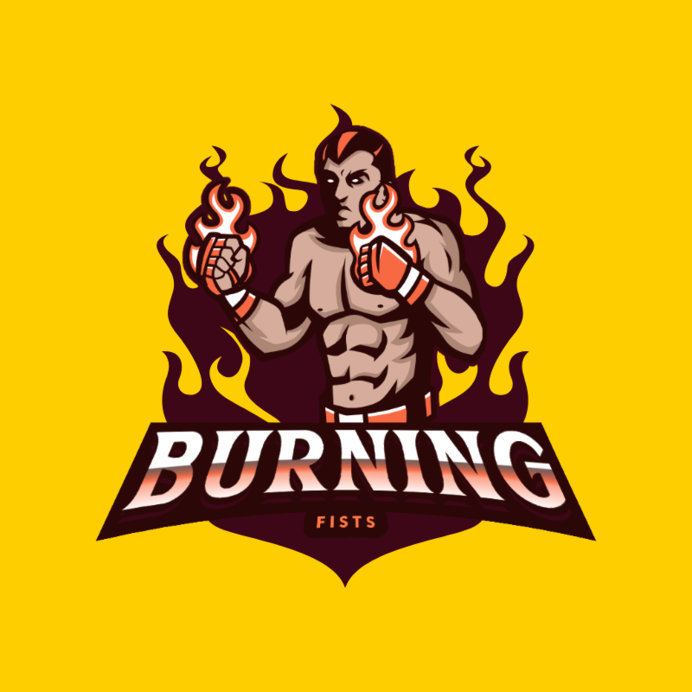 Sports Logo Creator Featuring a Box Fighter with Flaming Gloves 