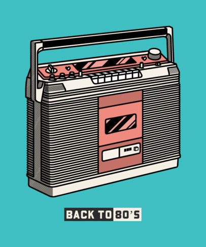 T-Shirt Design Template with Vintage Audio Gadgets