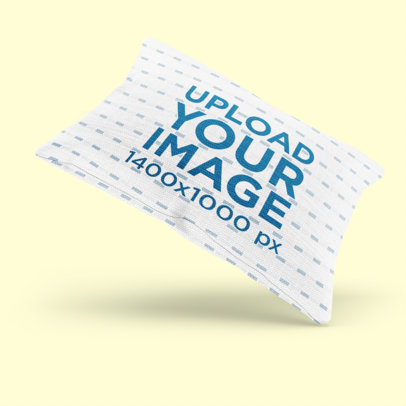 Mockup of a Pillow Floating Over a Colored Surface 