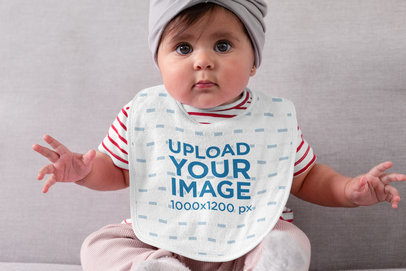 Sublimated Bib Mockup Featuring a Baby Girl 32482