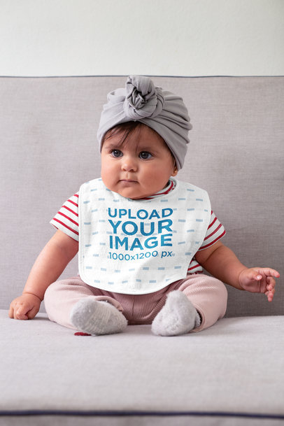 Baby Bib Mockup Featuring a Baby Girl 32484