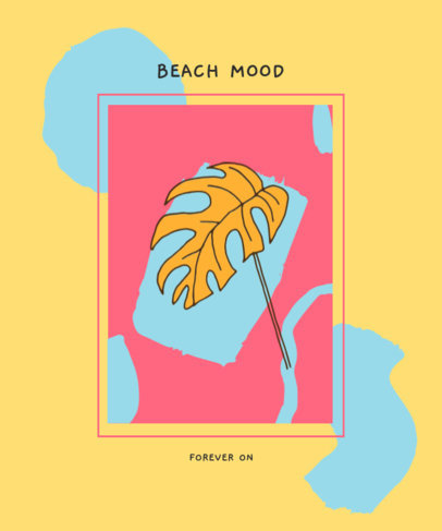 T-Shirt Design Template with a Palm Leaf Graphic