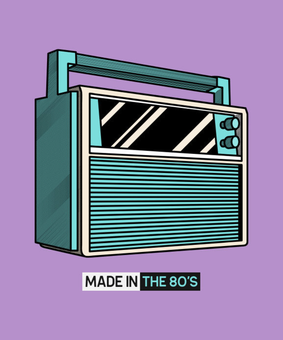 80s T-Shirt Design Maker with an Audio Device Illustration