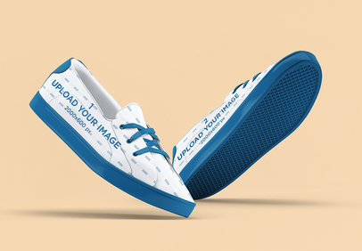 Mockup of a Pair of Sneakers on a Flat Surface 