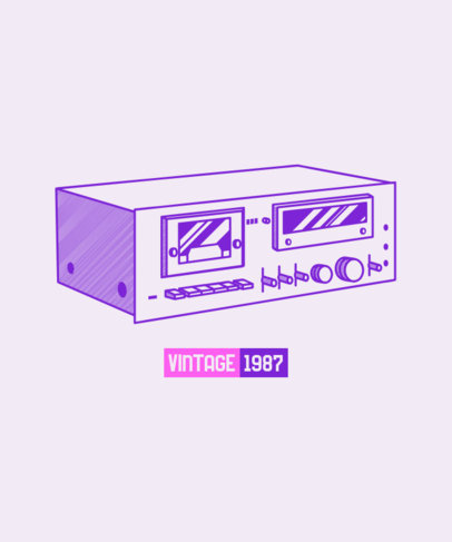 T-Shirt Design Template with a Vintage Audio Player