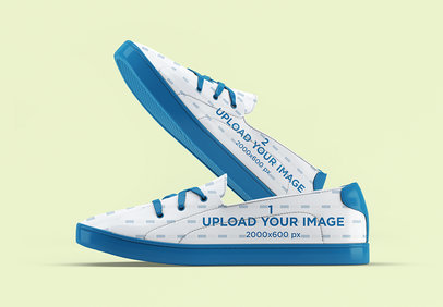 Mockup of a Pair of Sneakers on a Customizable Surface