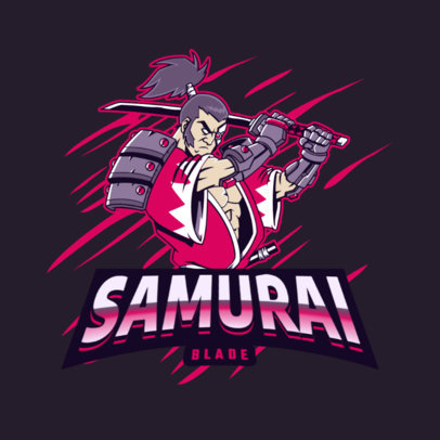 Illustrated Logo Maker for Gamers Featuring a Samurai Warrior Clipart