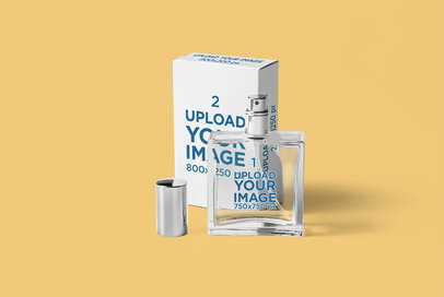 Minimal Packaging Mockup Featuring a Perfume Bottle and Its Box 