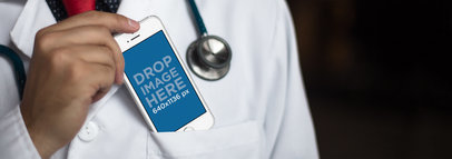 Doctor Putting his iPhone SE in his Pocket Mockup a12395