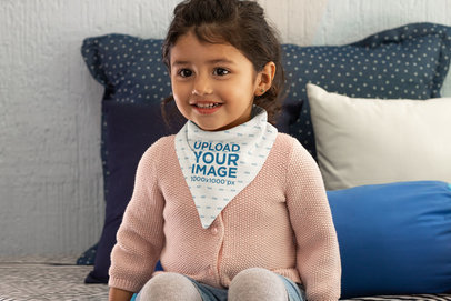 Mockup of a Smiling Little Girl with a Baby Bib