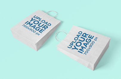 Mockup of Two Paper Bags Lying on a Plain Surface 