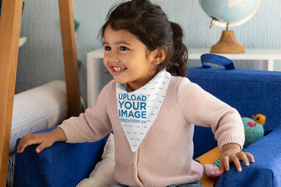 Mockup of a Happy Little Girl with a Baby Bib 32521