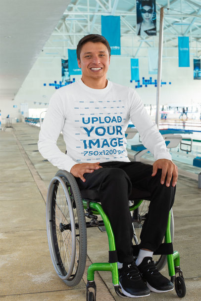 Long Sleeve T-Shirt of a Man by a Pool