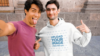 Hoodie Video Featuring a Happy LGBT Couple Taking a Selfie 